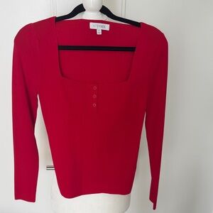 INTERMIX Scarlet Long Sleeve Knit Top Medium